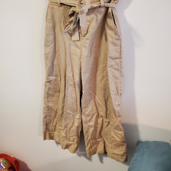 Banana Republic Blake crop khaki trousers size 6 petite linen blend lightweight - Picture 2 of 12